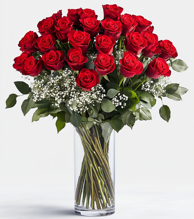 One Dozen Red Roses - Sunny Flower Delivery